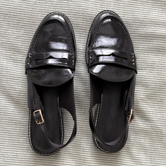 Universal Thread Shoes - Universal Thread Black Patent Slingback Loafers Like New Size 7